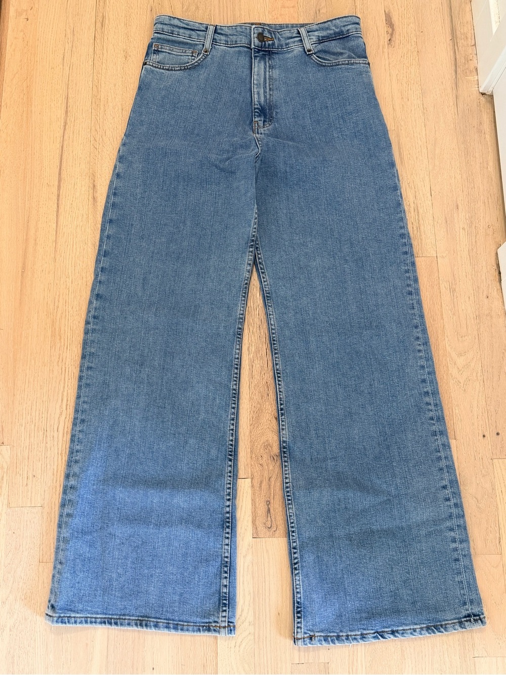 Zara Mid-Blue High-Rise Wide-Leg Jeans